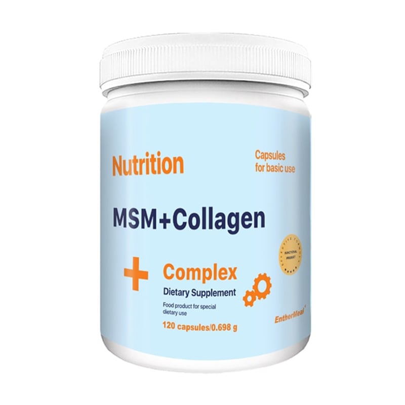 Хондропротектор МСМ + колаген AB PRO EntherMeal Nutrition MSM + Collagen Complex, 120 капсул